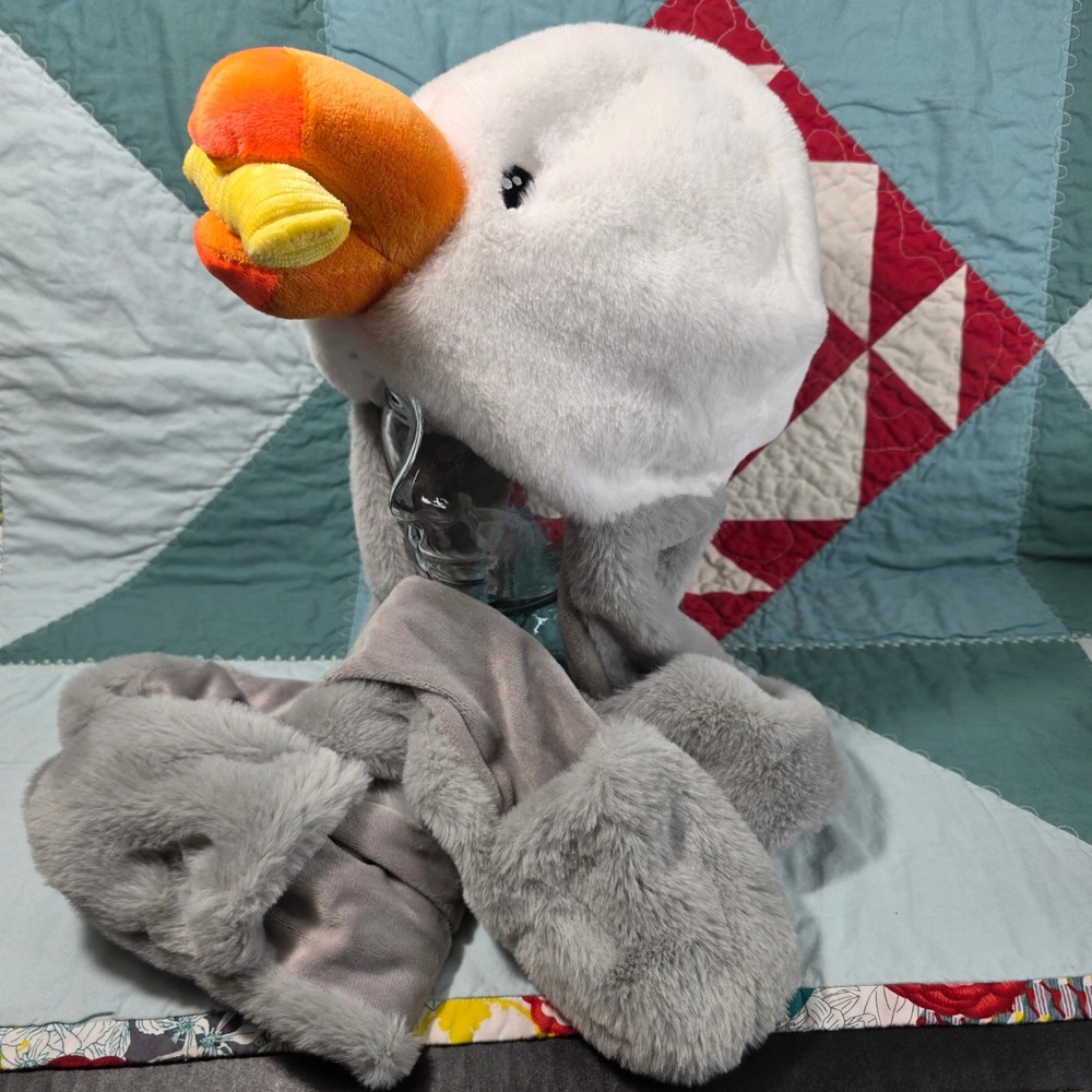 Fiesta Seagull Hat Eating French Fry White Grey Plush Costume Scarf Mitten OSFM
